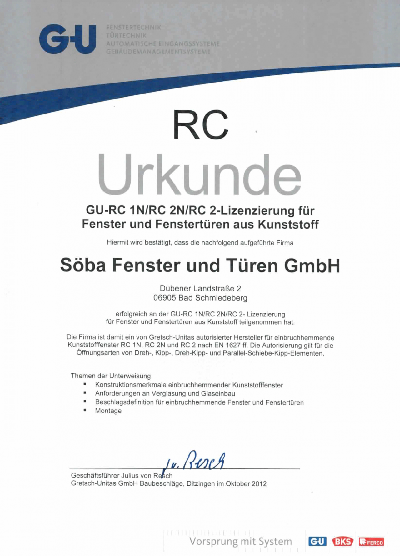 GU-Urkunde RC